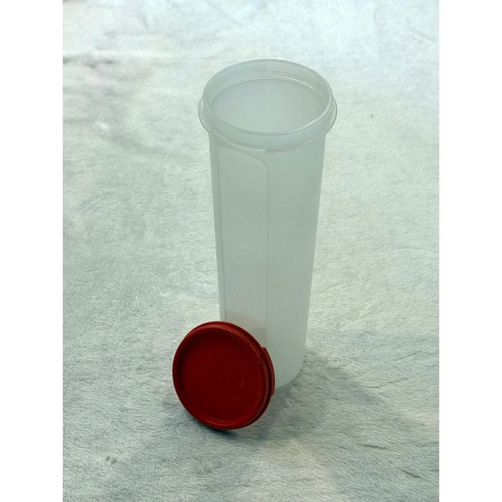 Tupperware‎ Modular Mate Round 1 Red Lid 1661-2 4.75 Cup 1.1L Frosted Clear USA